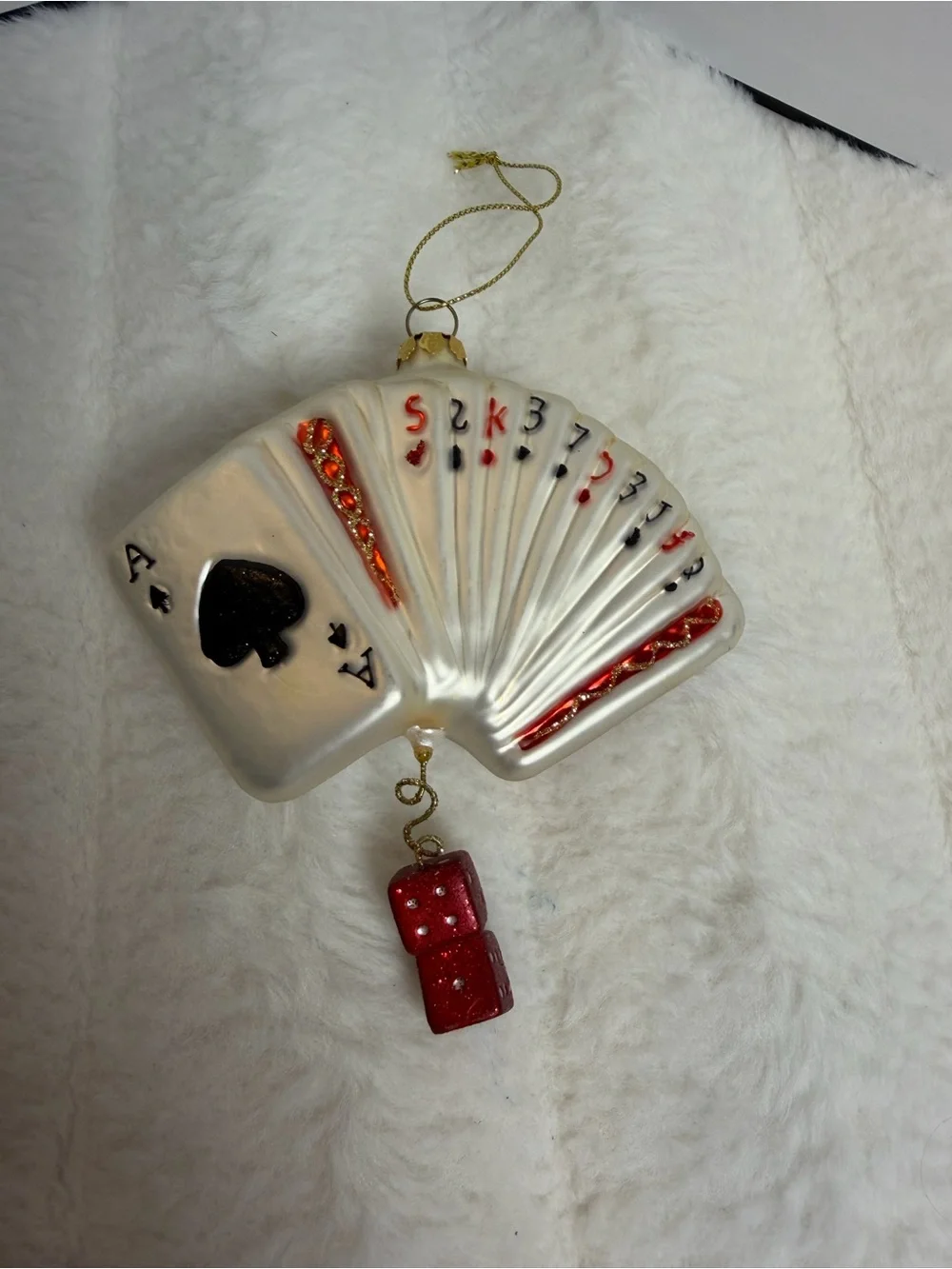 Glass Playing Cards & Dice Christmas Ornament Poker Casino Decor